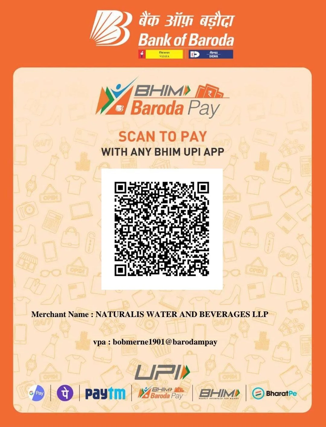 Naturalis BHIM UPI QR code